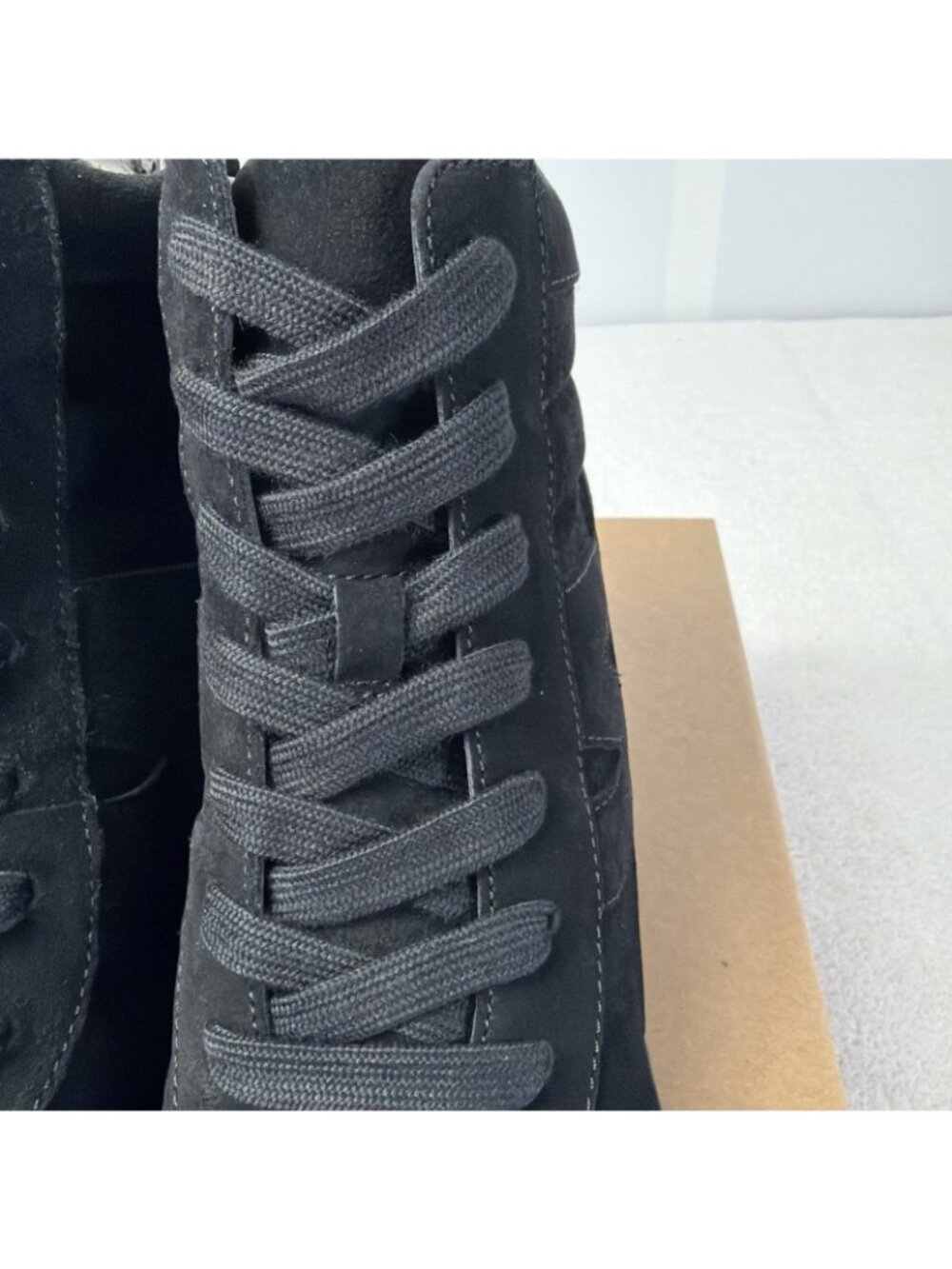 Ash Brandy Suede Wedge Booties Lace Up Black US Sz 9 Heel 2.5 NEW in Box - Picture 2 of 10